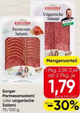 Spar Sorger Parmesansalami oder ungarische Salami Angebot