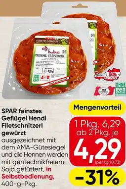 Spar SPAR feinstes Geflügel Hendl Filetschnitzerl gewürzt Angebot