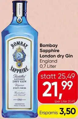 Spar Bombay Sapphire London dry Gin England Angebot