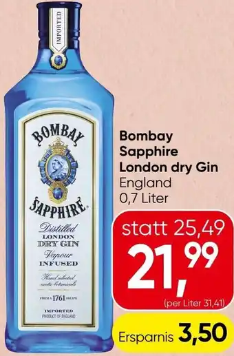 Spar Bombay Sapphire London dry Gin England Angebot