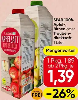 Spar SPAR 100% Apfel-, Birnen oder Trauben- direktsaft Angebot