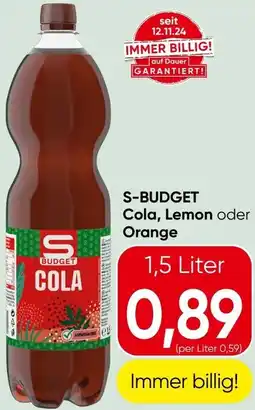 Spar S-BUDGET Cola, Lemon oder Orange Angebot