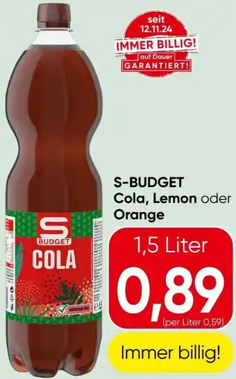 Spar S-BUDGET Cola, Lemon oder Orange Angebot