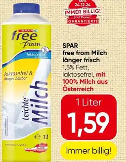 Spar Spar free rom milch länger frisch Angebot