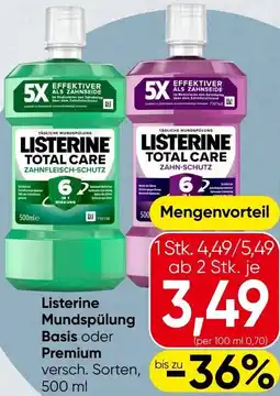 Spar Listerine Mundspülung Basis oder Premium Angebot