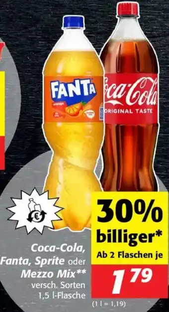 Nah&Frisch Coca-Cola, Fanta, Sprite oder Mezzo Mix Angebot