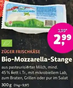 Denn's Biomarkt Züger frischkäse bio-mozzarella-stange Angebot