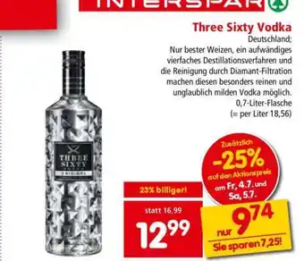 Interspar Three Sixty Vodka Angebot