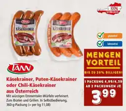 Interspar Käsekrainer, Puten-Käsekrainer oder Chili-Käsekrainer aus Österreich Angebot