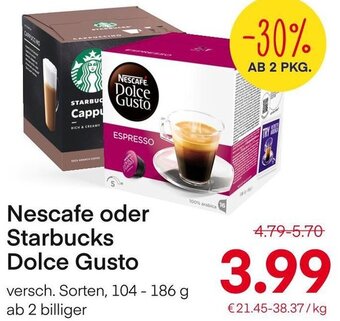 MPreis Nescafe Oder Starbucks Dolce Gusto 104-186 g Angebot