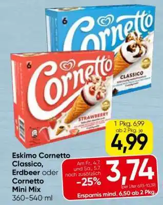 Spar Eskimo Cornetto Classico, Erdbeer oder Cornetto Mini Mix Angebot