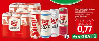 Spar Stiegl Hell, Radler Himbeer oder Stiegl 0,0% Angebot
