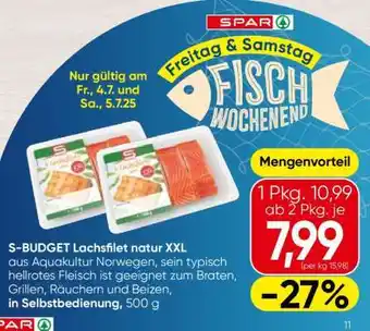 Spar S-BUDGET Lachsfilet natur XXL Angebot