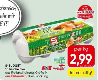 Spar S-BUDGET 10 frische Eier Angebot