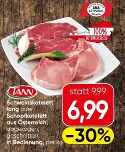 Eurospar Schweinskotelett lang oder Schopfkotelett aus Österreich Angebot
