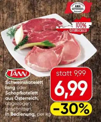Eurospar Schweinskotelett lang oder Schopfkotelett aus Österreich Angebot