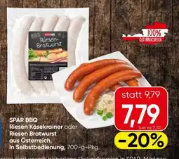 Eurospar SPAR BBQ Riesen Käsekrainer oder Riesen Bratwurst Angebot