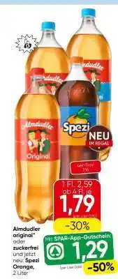 Eurospar Almdudler original* oder zuckerfrei und jetzt neu: Spezi Orange, 2 Liter Angebot