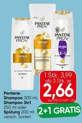 Eurospar Pantene Shampoo 300 ml, Shampoo 3in1 250 ml oder Spülung 200 ml Angebot