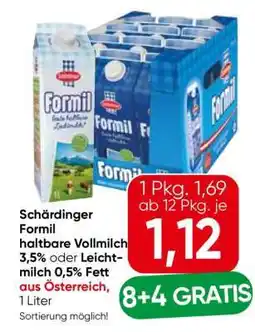 Eurospar Schärdinger Formil haltbare Vollmilch 3,5% oder Leichtmilch 0,5% Fett Angebot