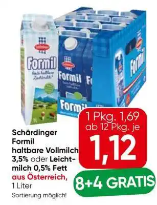 Eurospar Schärdinger Formil haltbare Vollmilch 3,5% oder Leichtmilch 0,5% Fett Angebot
