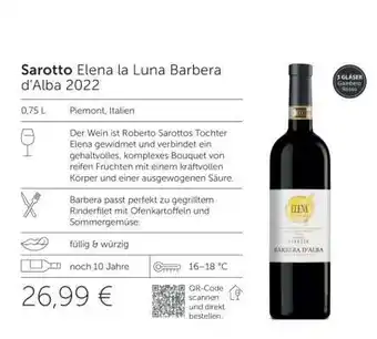 Interspar Sarotto Elena la Luna Barbera d’Alba 2022 Angebot