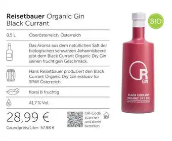 Interspar Reisetbauer Organic Gin Black Currant Angebot