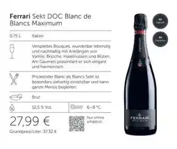 Interspar Ferrari Sekt DOC Blanc de Blancs Maximum Angebot