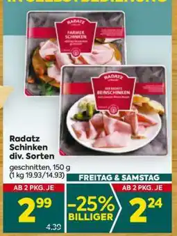 Billa Radatz Schinken div. Sorten Angebot