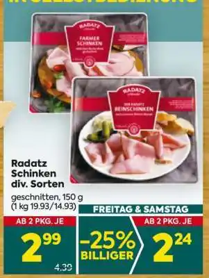 Billa Radatz Schinken div. Sorten Angebot