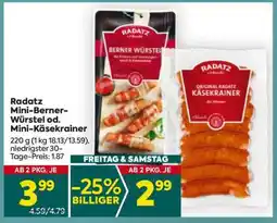Billa Radatz Mini Berner Würstel od. Mini Käsekrainer Angebot