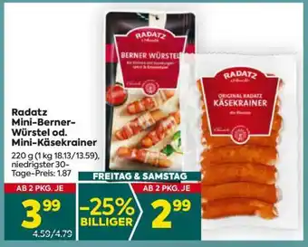 Billa Radatz Mini Berner Würstel od. Mini Käsekrainer Angebot
