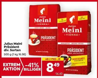 Billa Julius Meinl Präsident div. Sorten Angebot