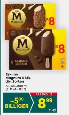 Billa Eskimo Magnum 8 Stk. div. Sorten Angebot