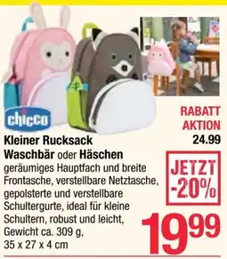 Maximarkt chicco Kleiner Rucksack Waschbär oder Häschen Angebot