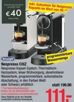 Maximarkt DeLonghi Nespresso Citiz Angebot