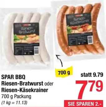 Maximarkt SPAR BBQ Riesen-Bratwurst oder Riesen-Käsekrainer Angebot