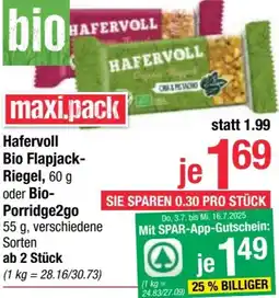 Maximarkt Hafervoll Bio Flapjack- Riegel oder Bio- Porridge2go Angebot
