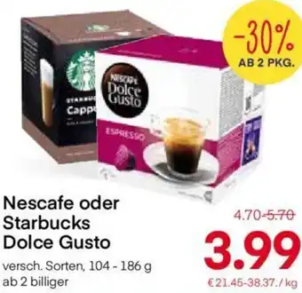 MPreis Nescafe Oder Starbucks Dolce Gusto 104-186g Angebot