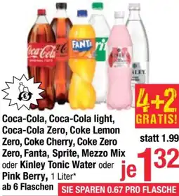 Maximarkt Coca-Cola light, Coca-Cola Zero, Coke Cherry, Fanta, Sprite, Mezzo Mix oder Kinley Tonic Water oder Pink Berry Angebot