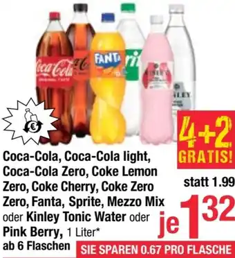 Maximarkt Coca-Cola light, Coca-Cola Zero, Coke Cherry, Fanta, Sprite, Mezzo Mix oder Kinley Tonic Water oder Pink Berry Angebot