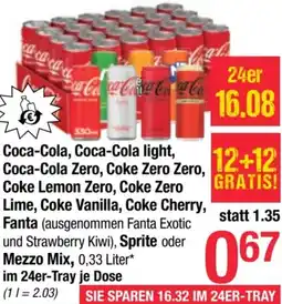 Maximarkt Coca-Cola Zero, Coke Zero Zero, Coke Lemon Zero, Coke Zero Lime, Coke Vanilla, Coke Cherry, Fanta,Sprite oder Mezzo Mix Angebot