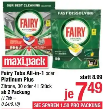 Maximarkt Fairy Tabs All-in-1 oder Platinum Plus Angebot
