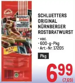 Metro Schluetters original nürnberger rostbratwurst Angebot