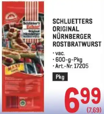 Metro Schluetters original nürnberger rostbratwurst Angebot