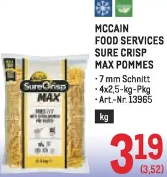 Metro Mccain food services sure crisp max pommes Angebot