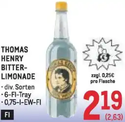 Metro Thomas henry bitter- limonade Angebot