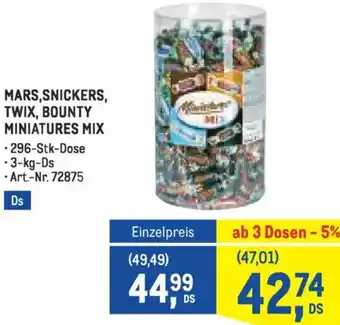 Metro Mars,snickers, twix, bounty miniatures mix Angebot