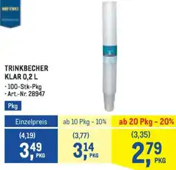 Metro Trinkbecher klar Angebot
