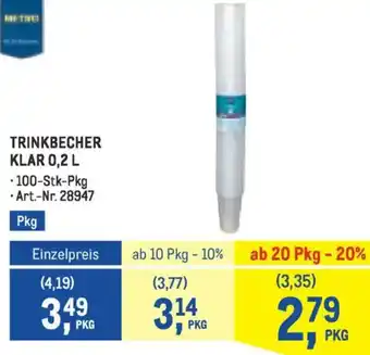 Metro Trinkbecher klar Angebot